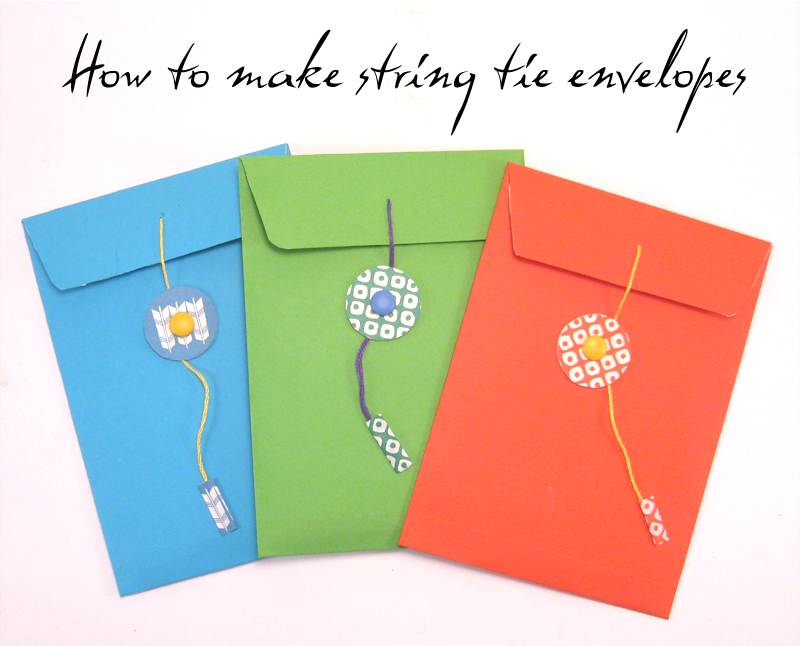 how to make string tie envelopes