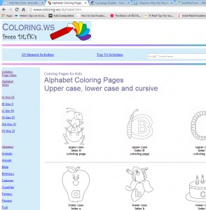 colouring pages alphabets