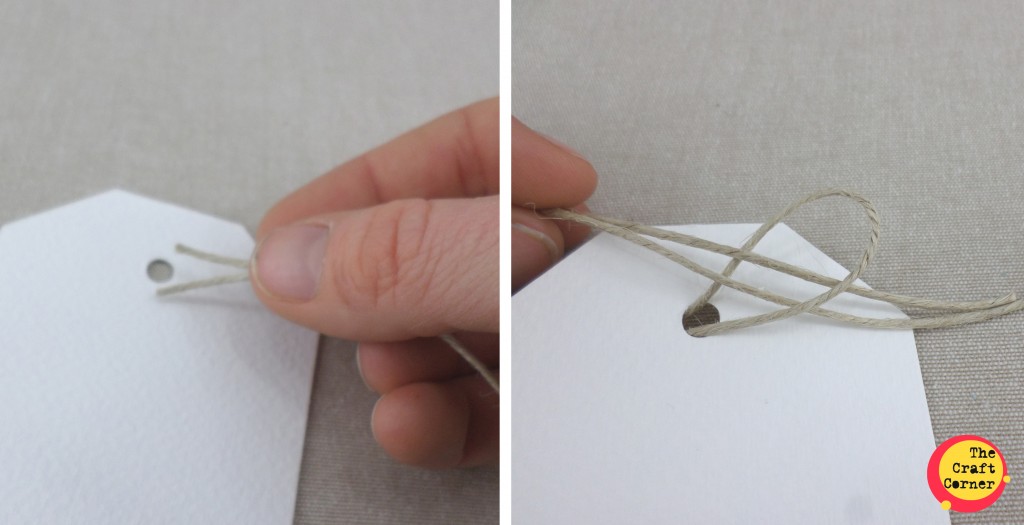 Make a loop of your twine and thread through the hole gift tag tutorial with the craft corner.jpg