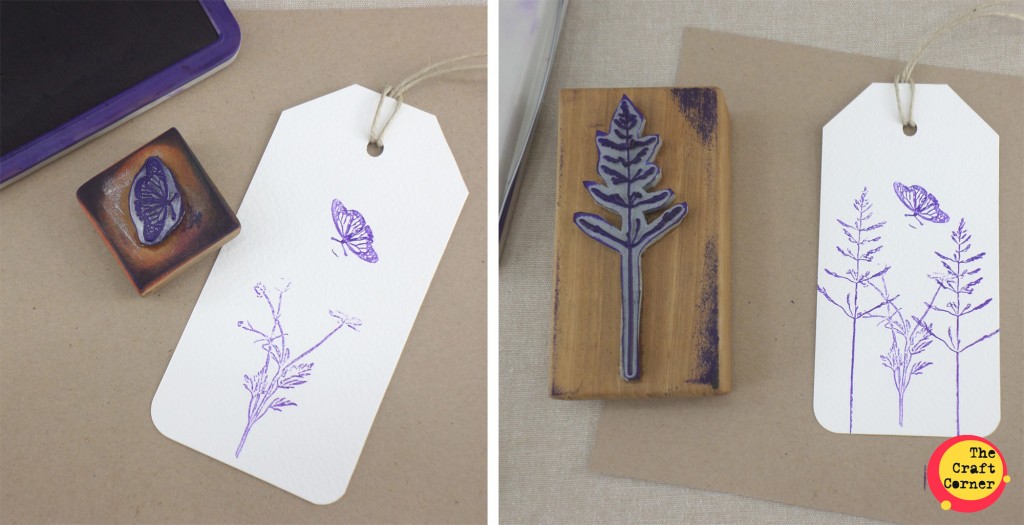 build up your base layer of stamping I add different plants and tree stamps and a butterfly 
