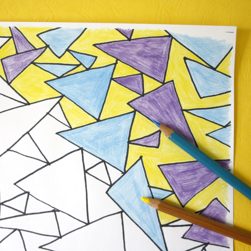 geometric triangles colouring sheets for adults 