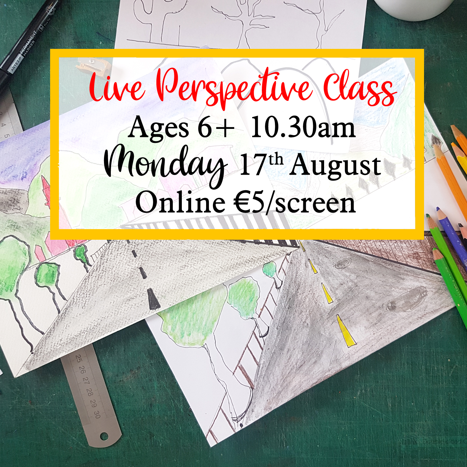 Live Perspective Drawing Class Ages 6+ with The Craft Corner - Online Art